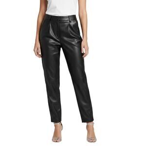 Topshop Pleated Front Faux Leather Pants Black Women Size 8 NWT